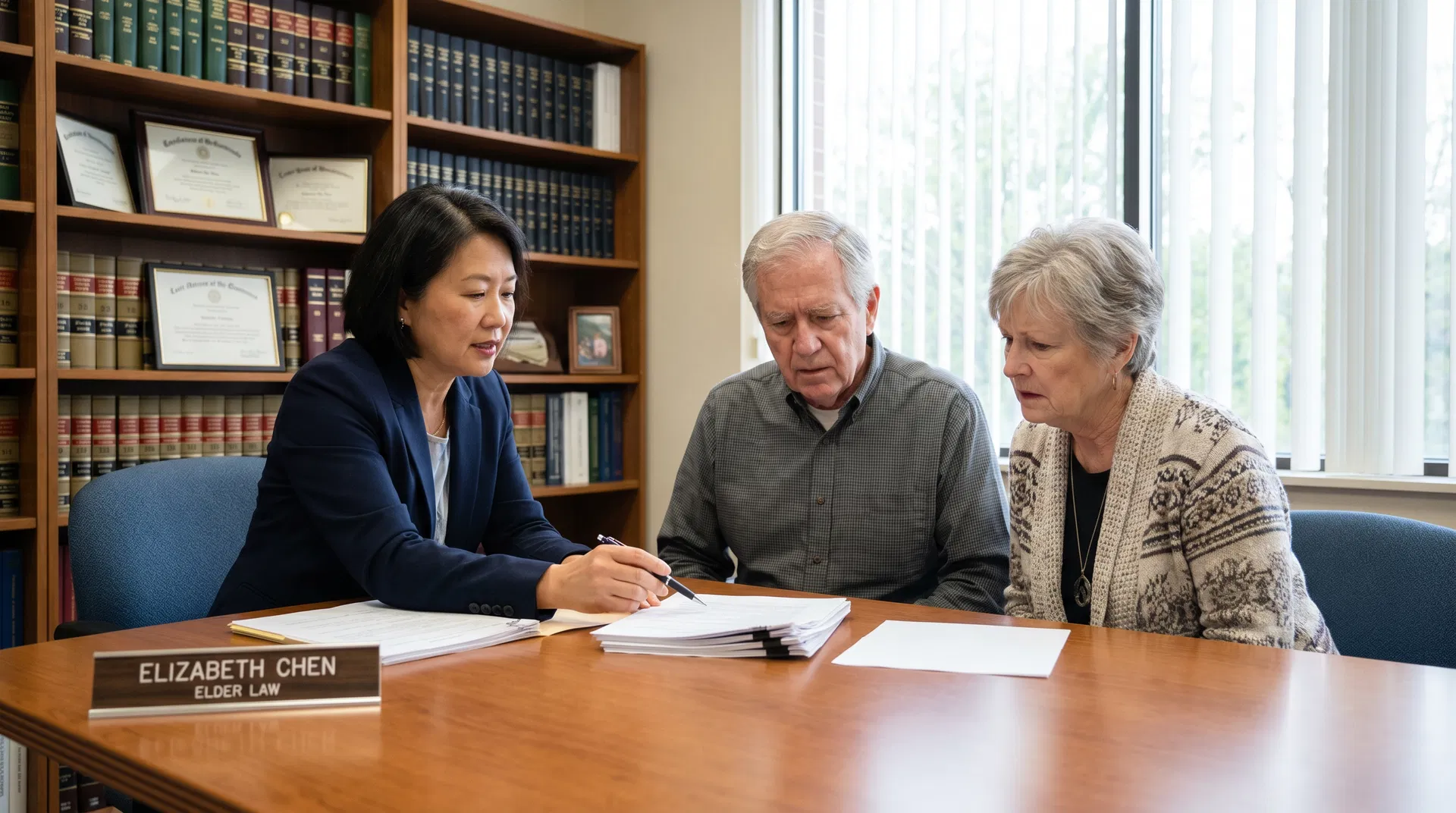 Elder law attorney consultation with family