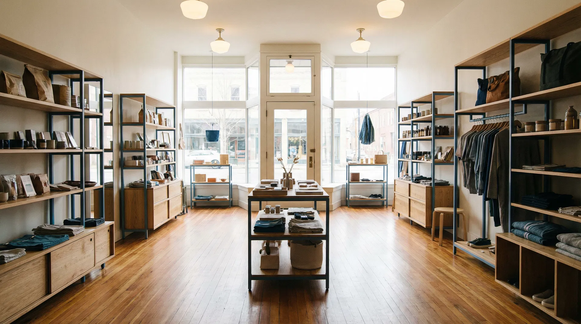 Well-organized retail storefront interior