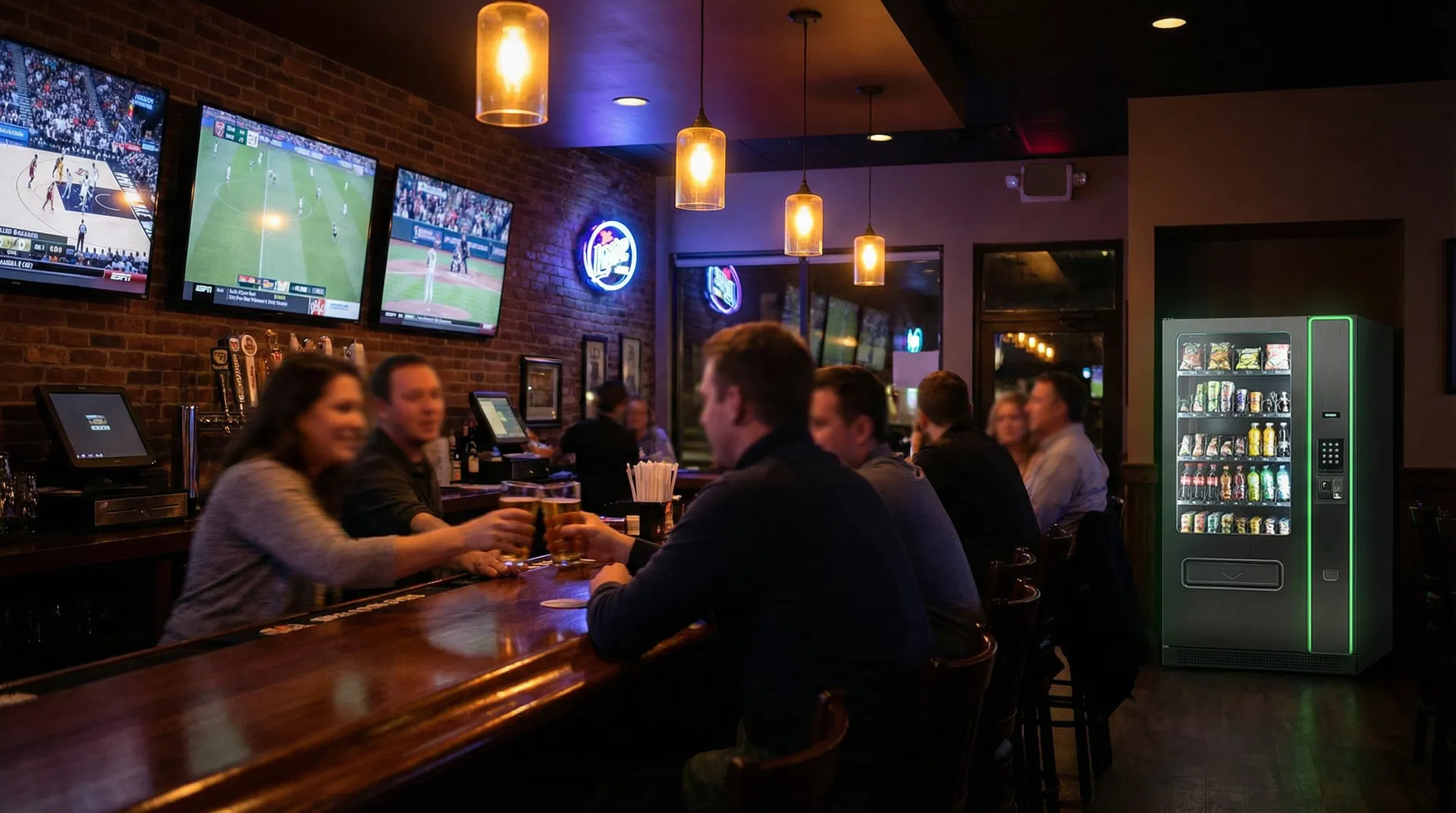 Sports bar with vending machine