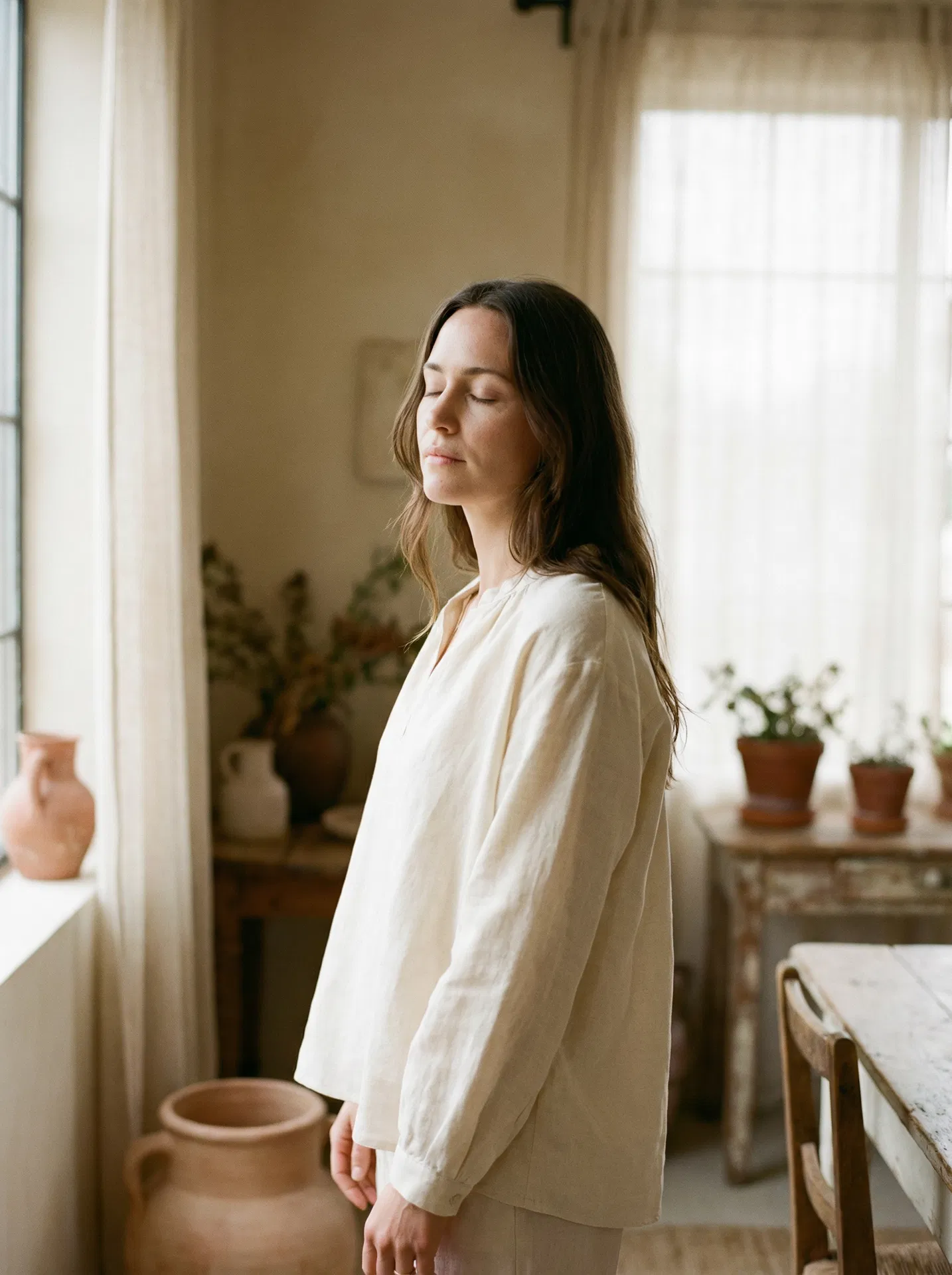 Mujer en alineación energética y paz interior