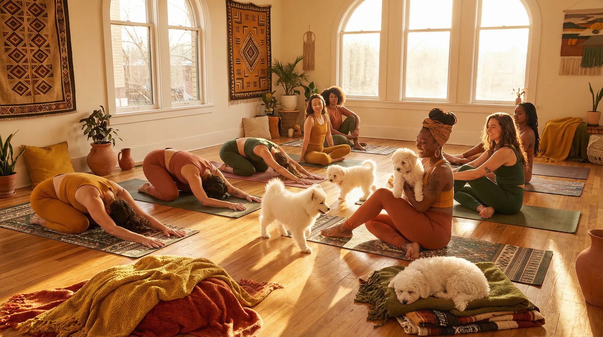 AfroPuppyYoga class