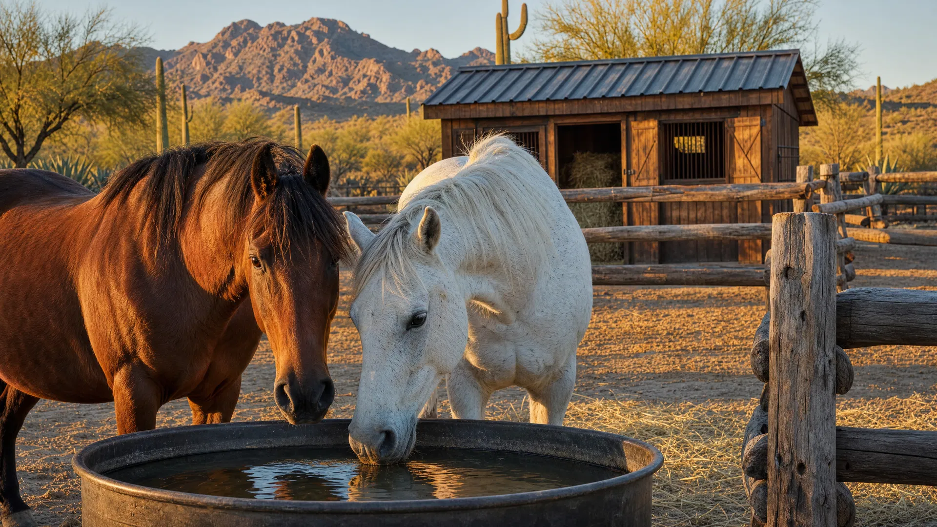 Cave Creek Reserve Horse Corral — 1 Acre with 2 Horses, Stable, and Trough