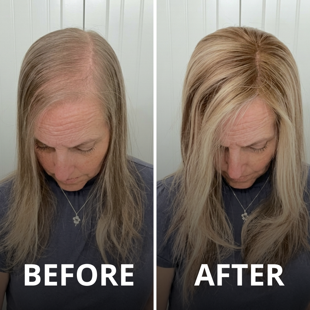 Woman showing healthy thick hair
