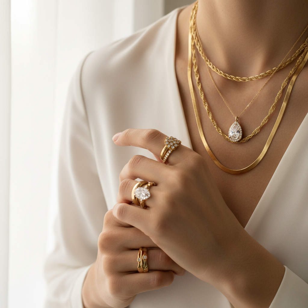 The Art of Adornment: Mastering Layered Gold and Stacked Elegance