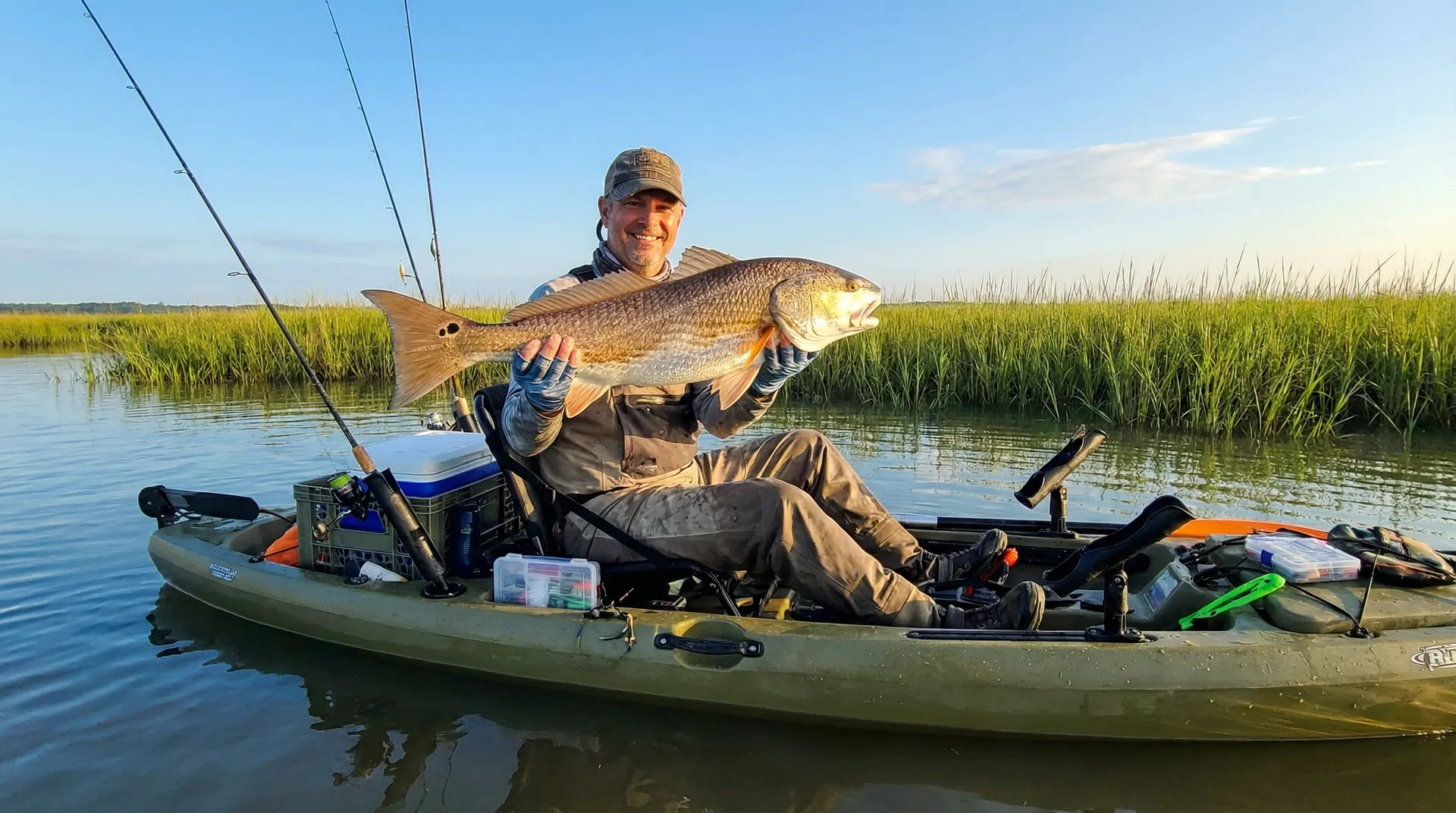 Kayak fishing for redfish in Murrells Inlet