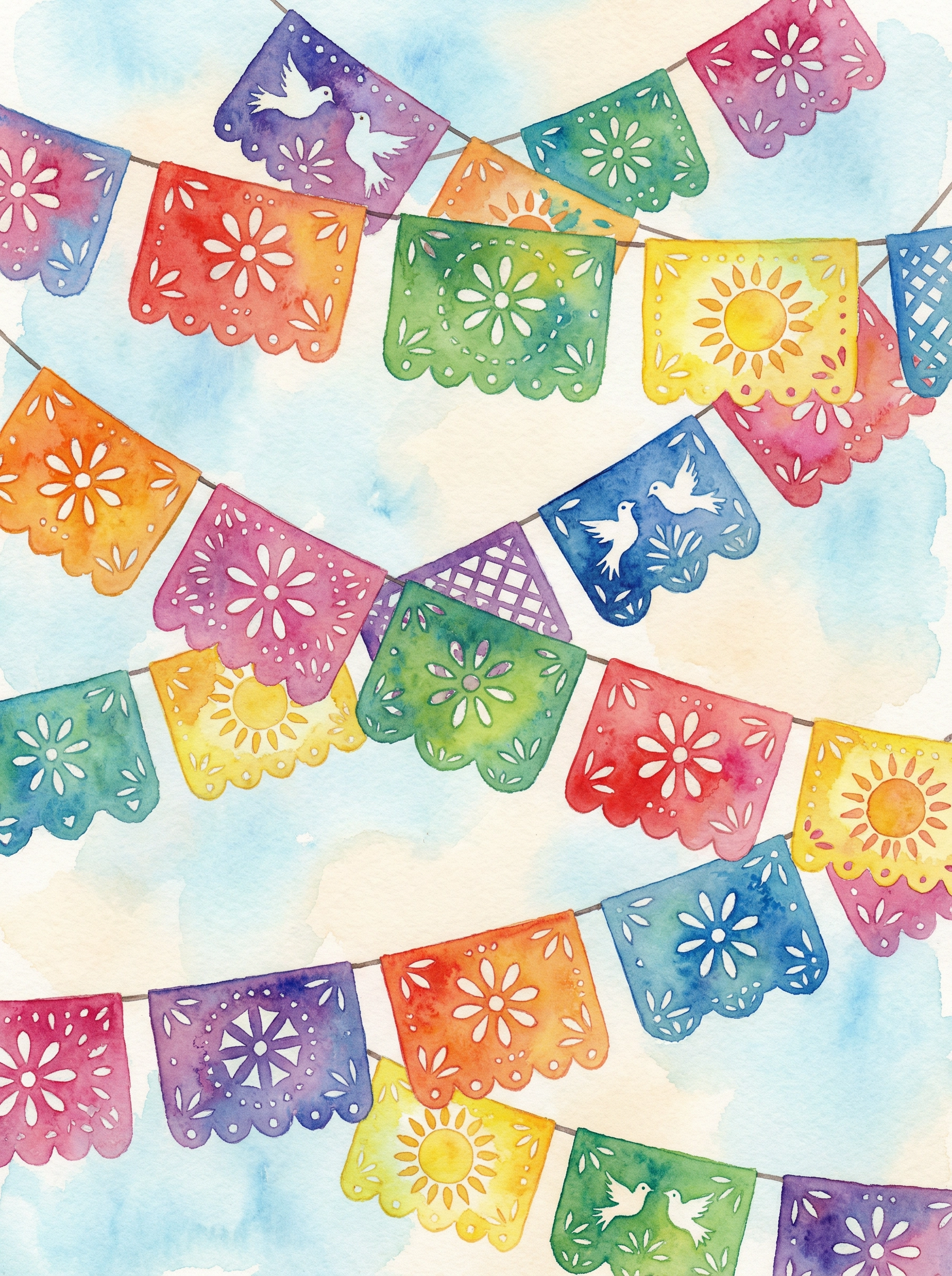 Cinco de Mayo Watercolor Papel Picado