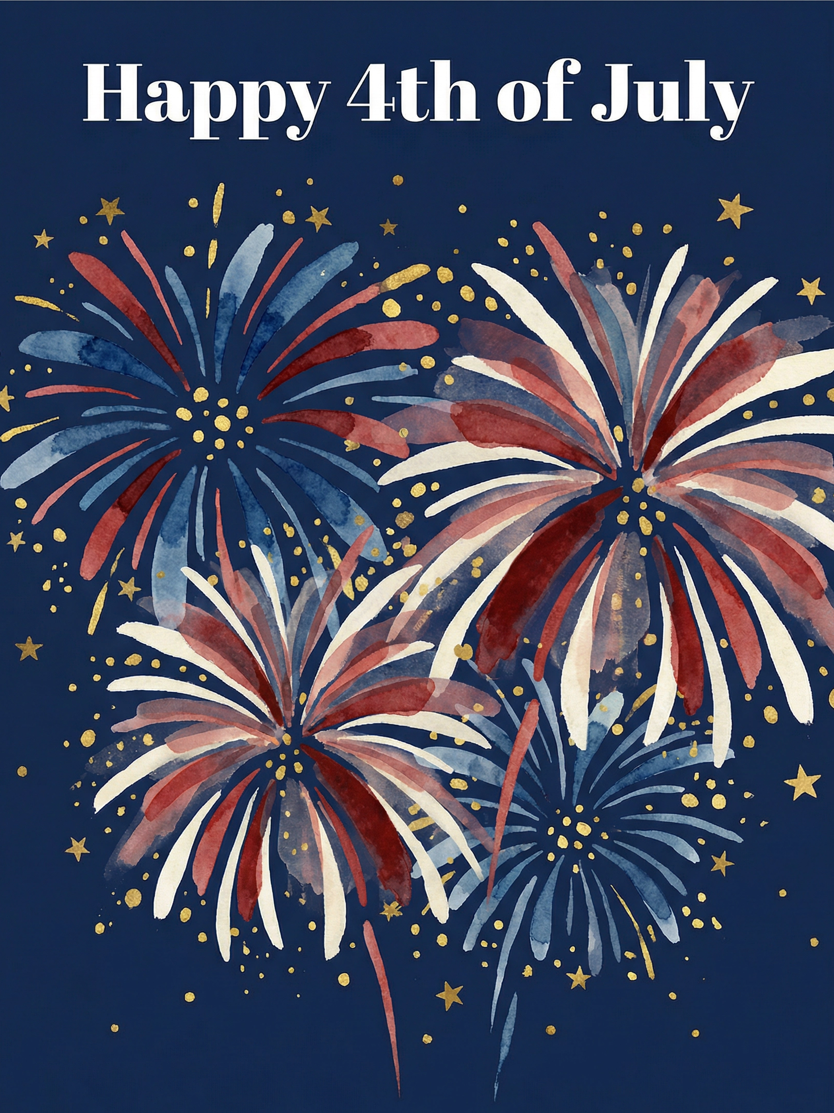 4th of July Watercolor Fireworks