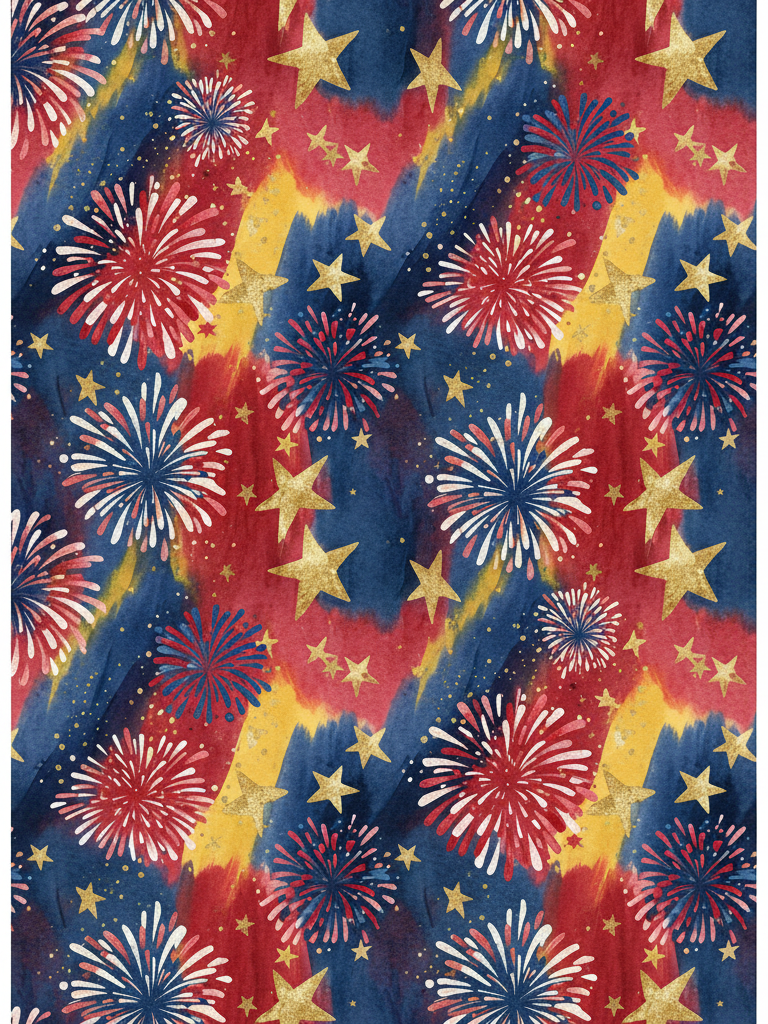 4th of July Watercolor Fireworks back cover