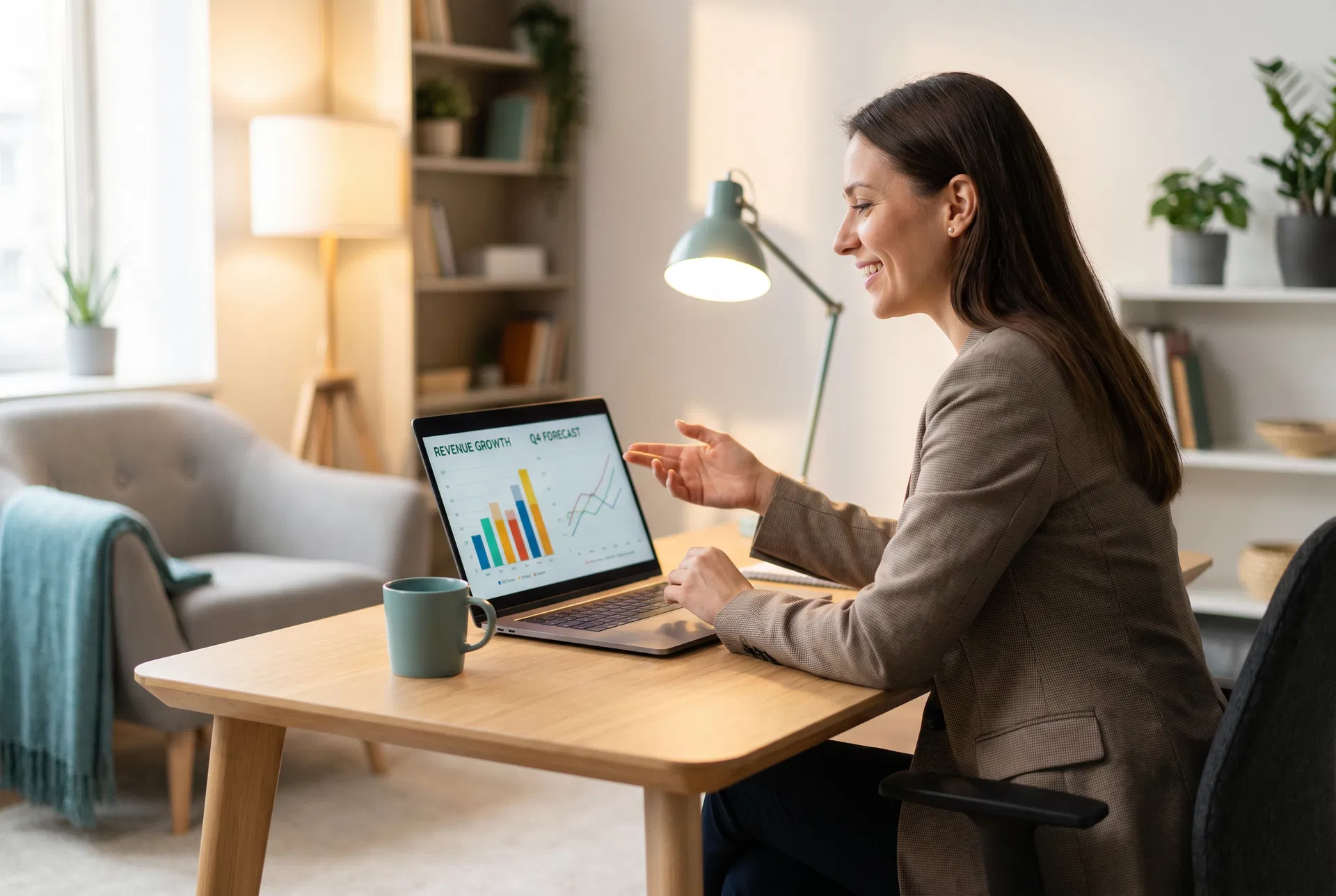 Business owner reviewing revenue metrics