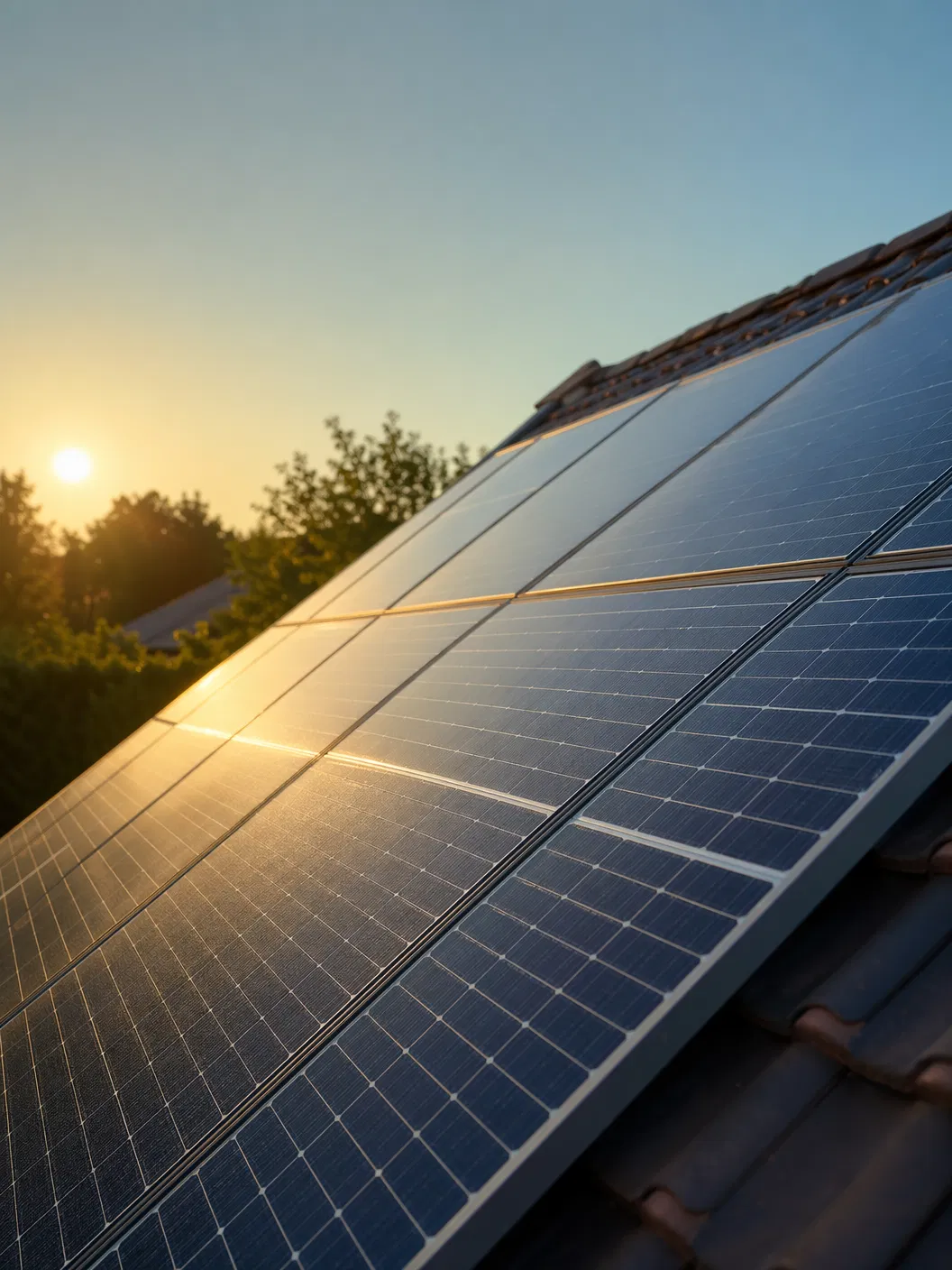 Solar panels on residential roof