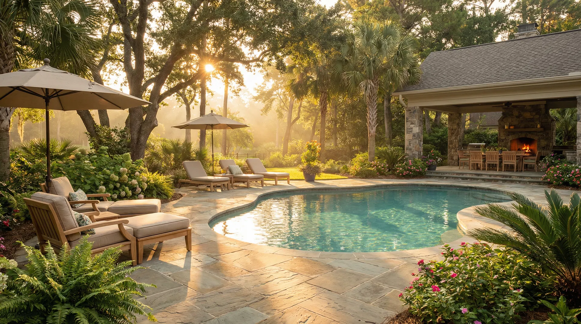 Beautiful pool by The Pool House