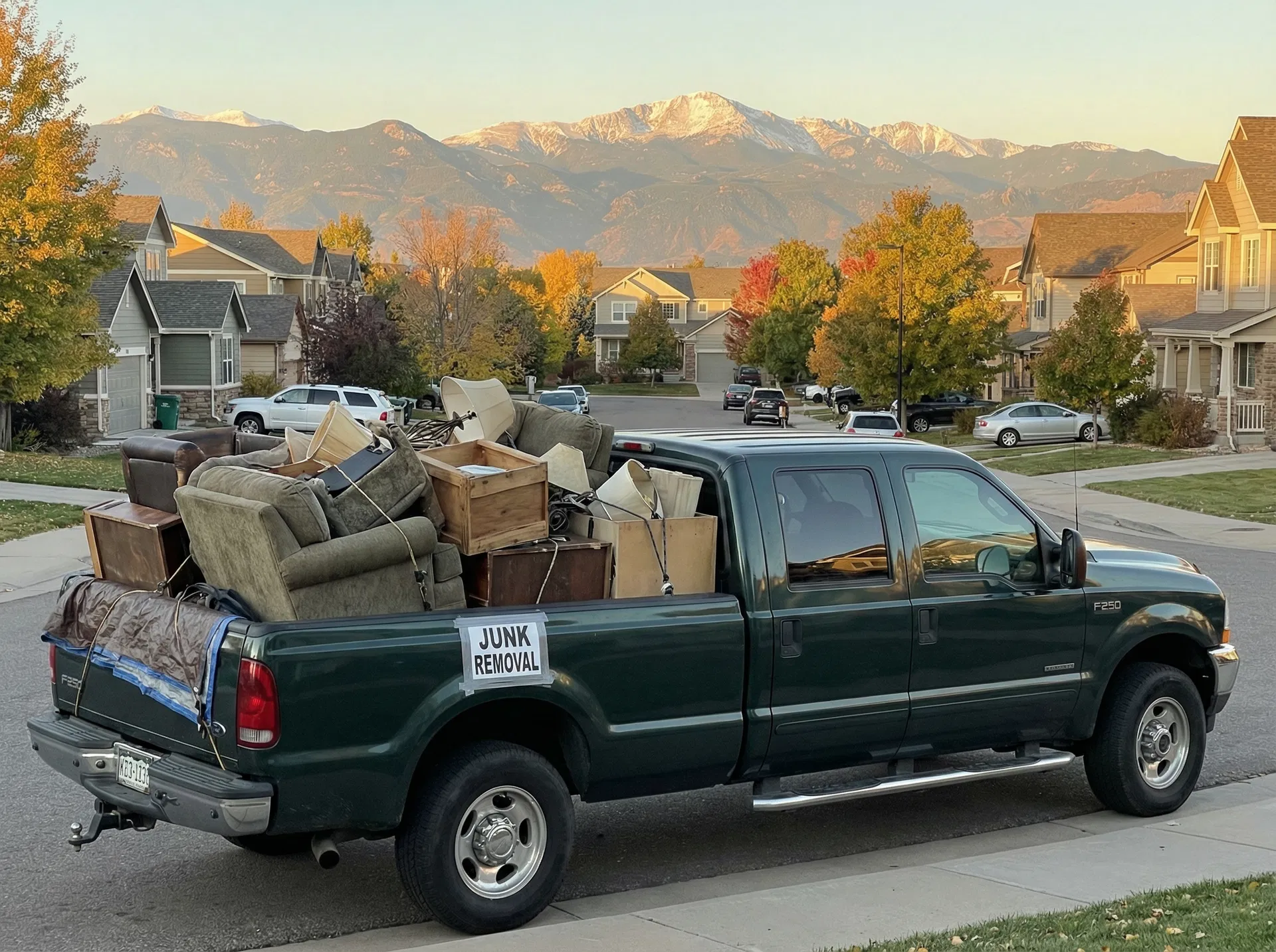Mountain Men junk removal truck in Colorado Springs