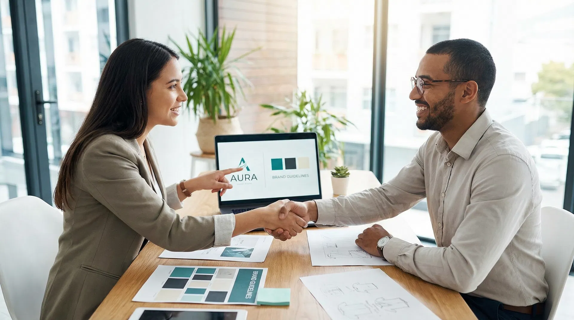 Prezentacija branding dizajna klijentu sa odobrenjem