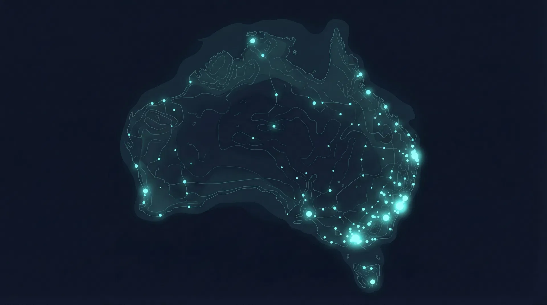 Stylised map of Australia highlighting clinical trial site locations across states