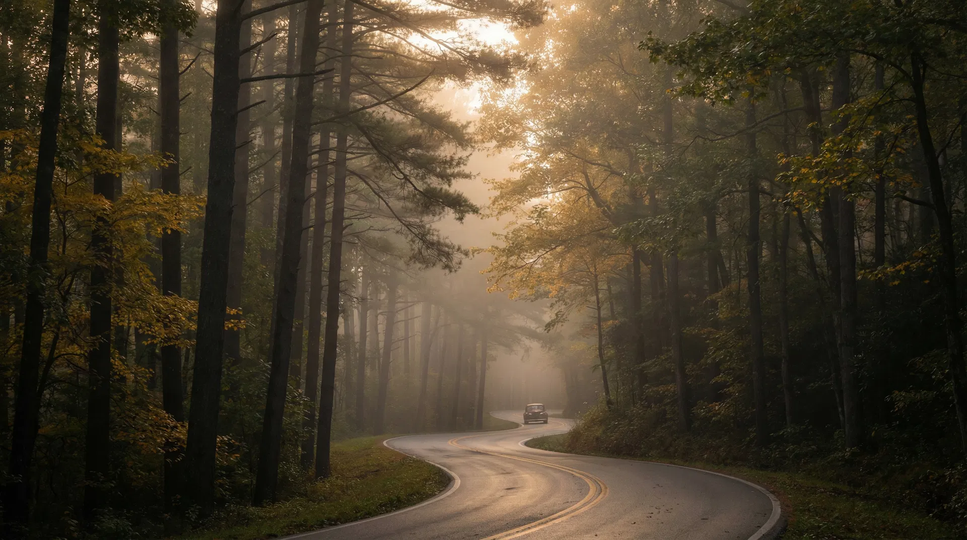 Mountain road through the Blue Ridge Mountains