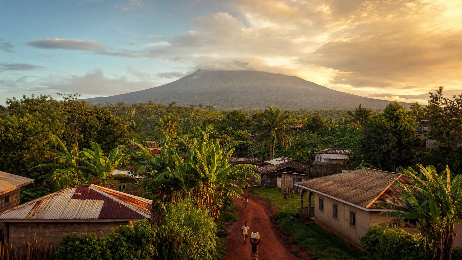 Bokoko Village with Mount Cameroon in the background
