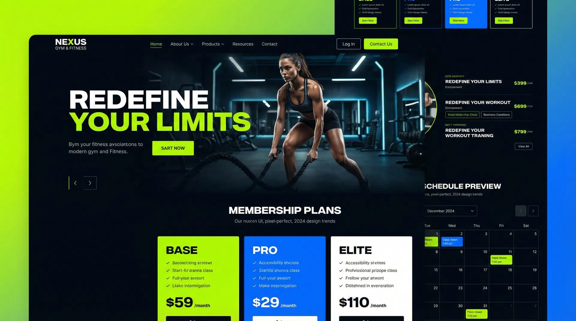 WebCronix Referenzprojekt: NEXUS Gym & Fitness – Modern fitness website with membership plans, class schedule and dynamic design