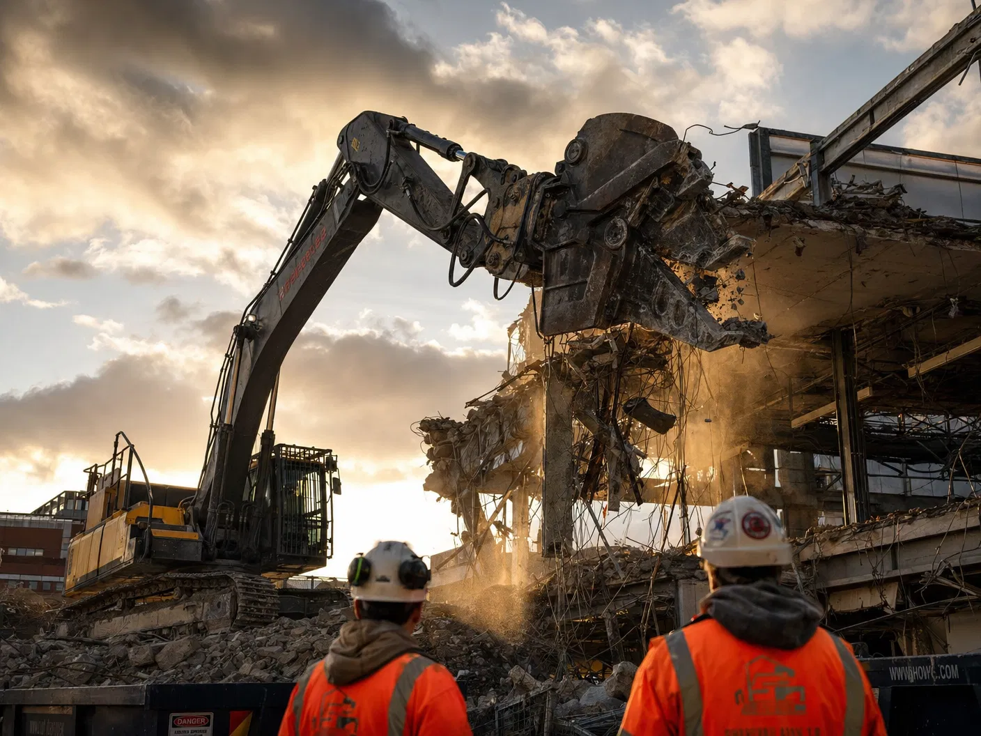Commercial demolition in progress