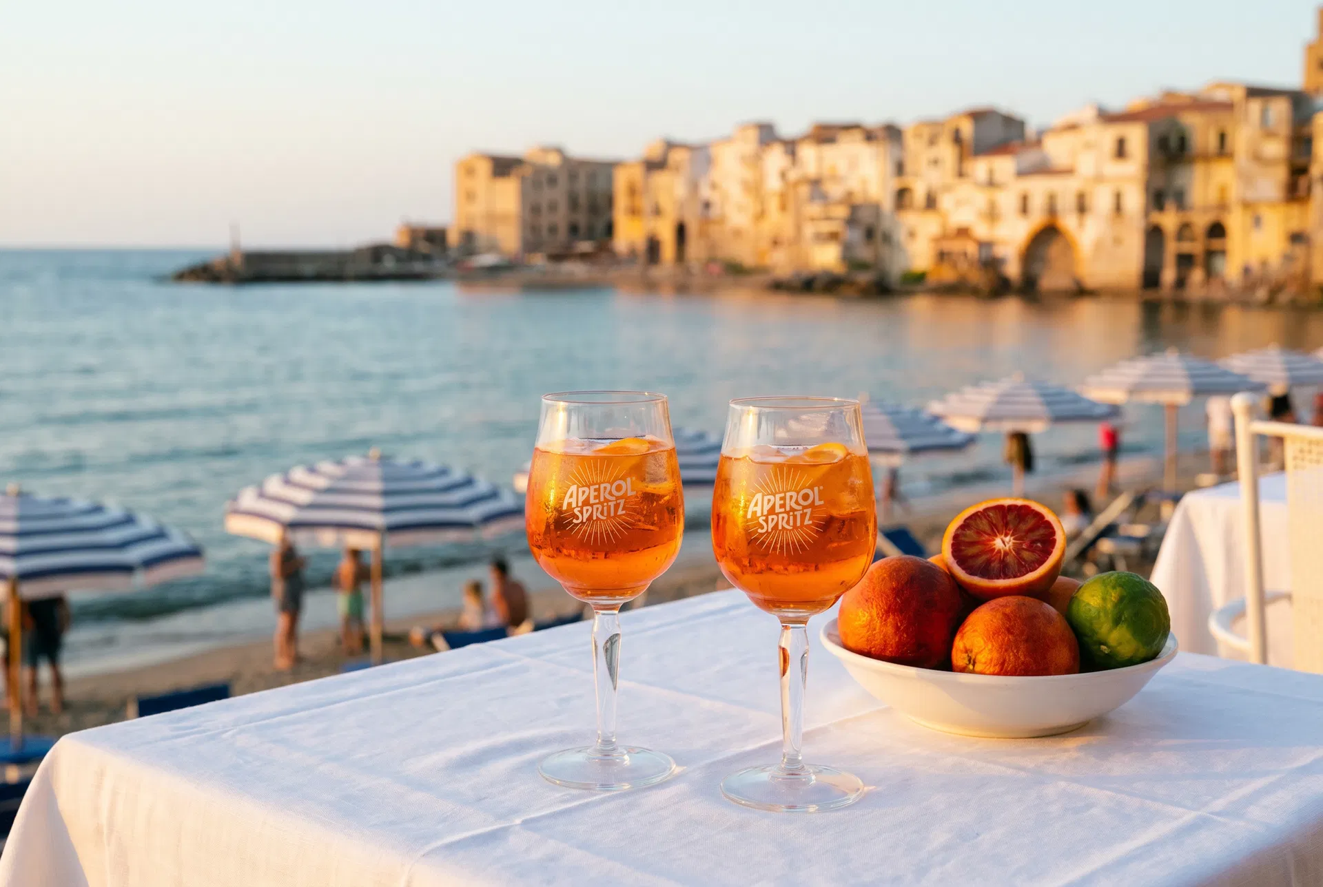 Aperol Spritz at Cefalù seaside terrace
