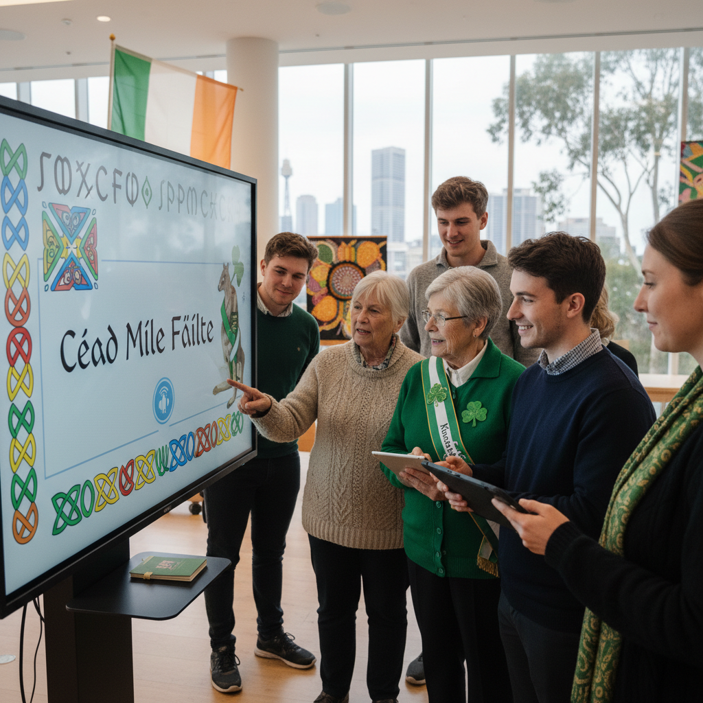 AI's Céad Míle Fáilte Down Under: Preserving Gaelic Culture in the Digital Age