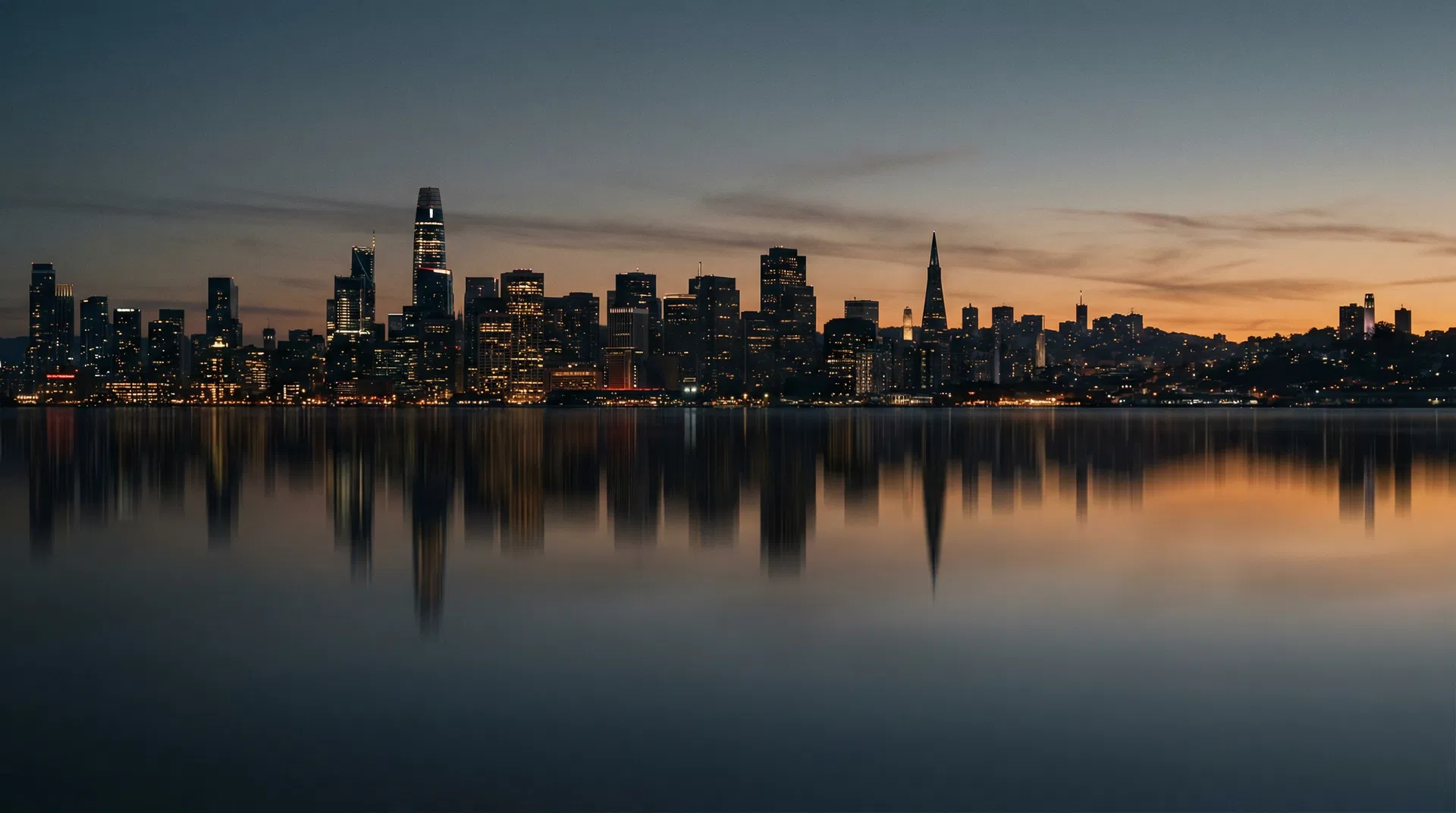San Francisco Bay skyline at dusk