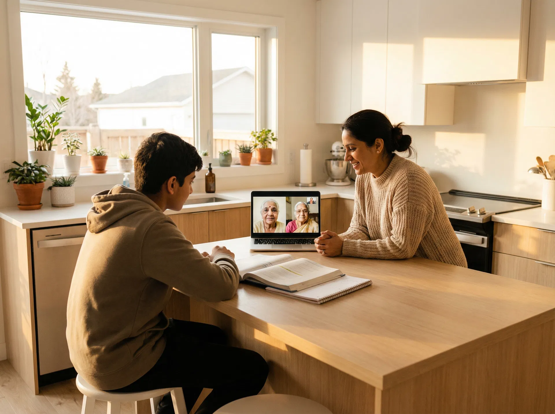 Multi-generational family video calling across borders