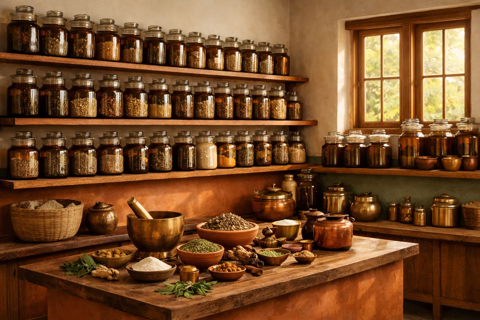 Traditional Ayurvedic apothecary