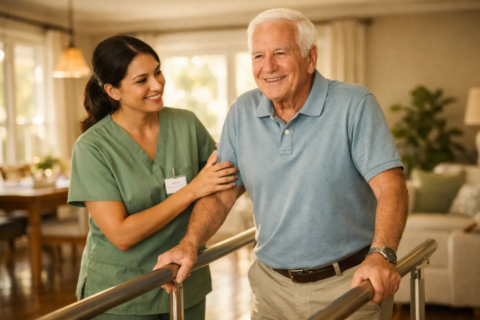 Occupational therapist assisting elderly patient