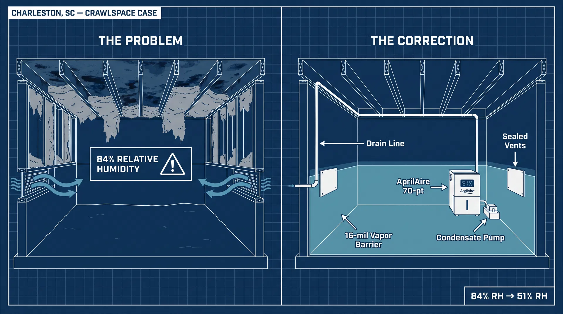 Marsh Air, Sagging Insulation, and Two Decades of Normalized Odor: A Charleston Crawlspace Case Study — crawlspace case study