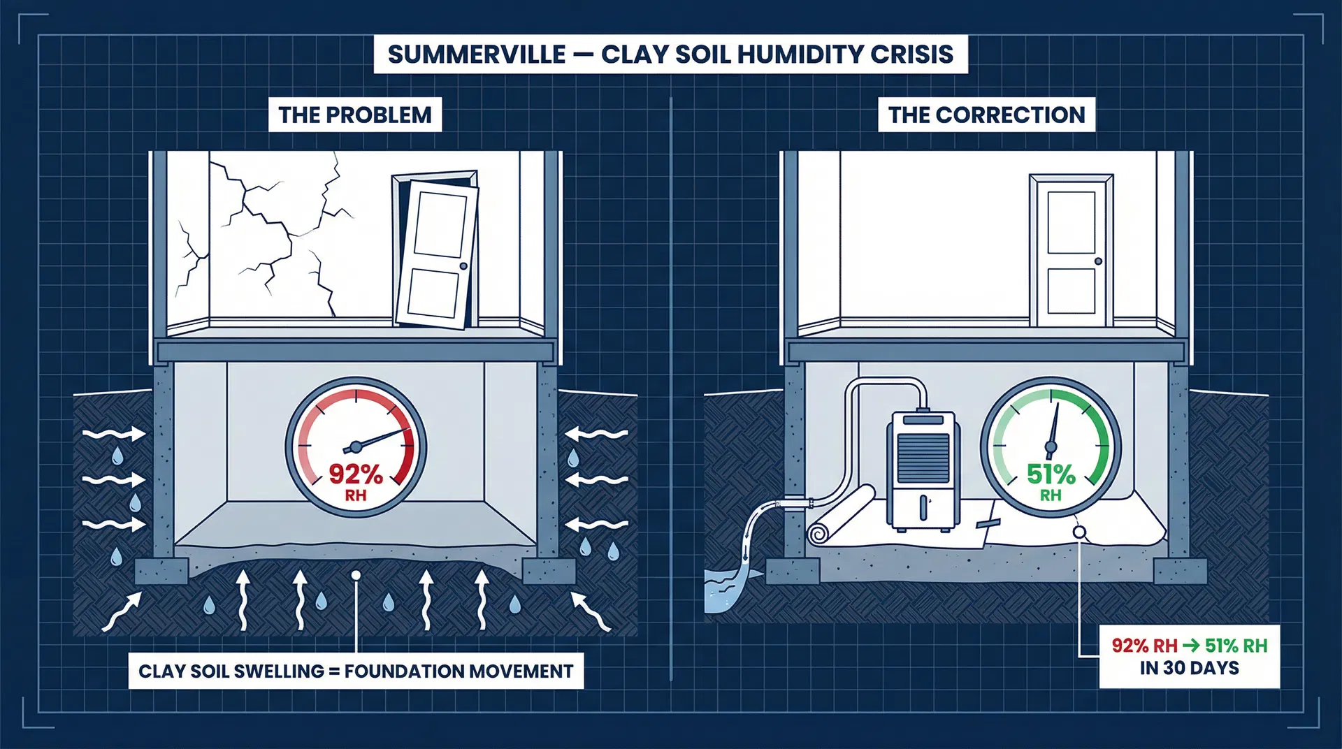 92% Relative Humidity in Summerville: How Clay Soil Was Destroying a Foundation