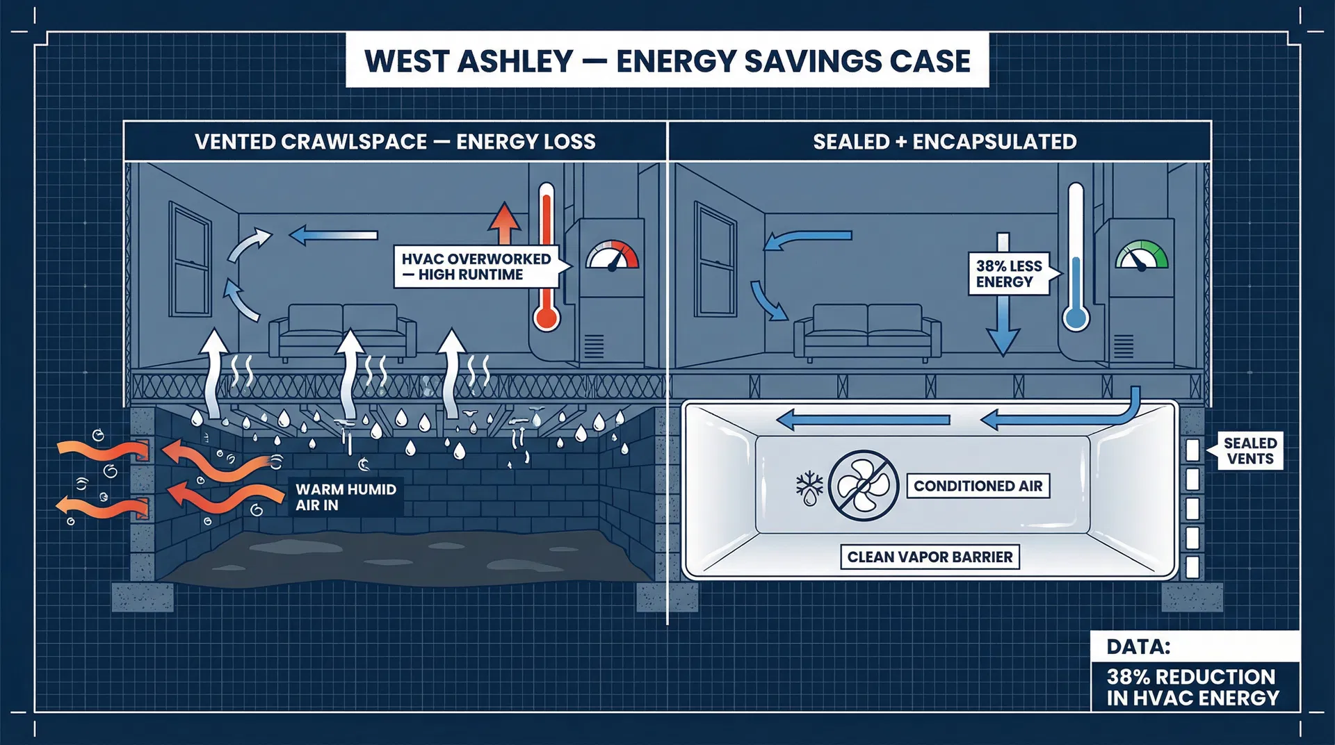 How Encapsulation Cut This West Ashley Home Energy Bill by 38%