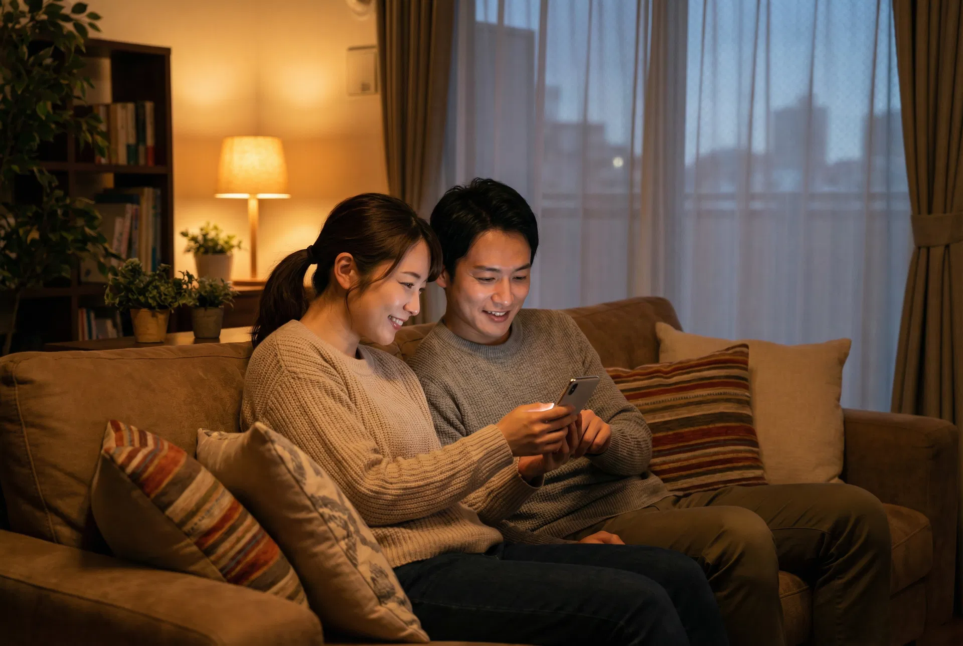 安心して笑う夫婦