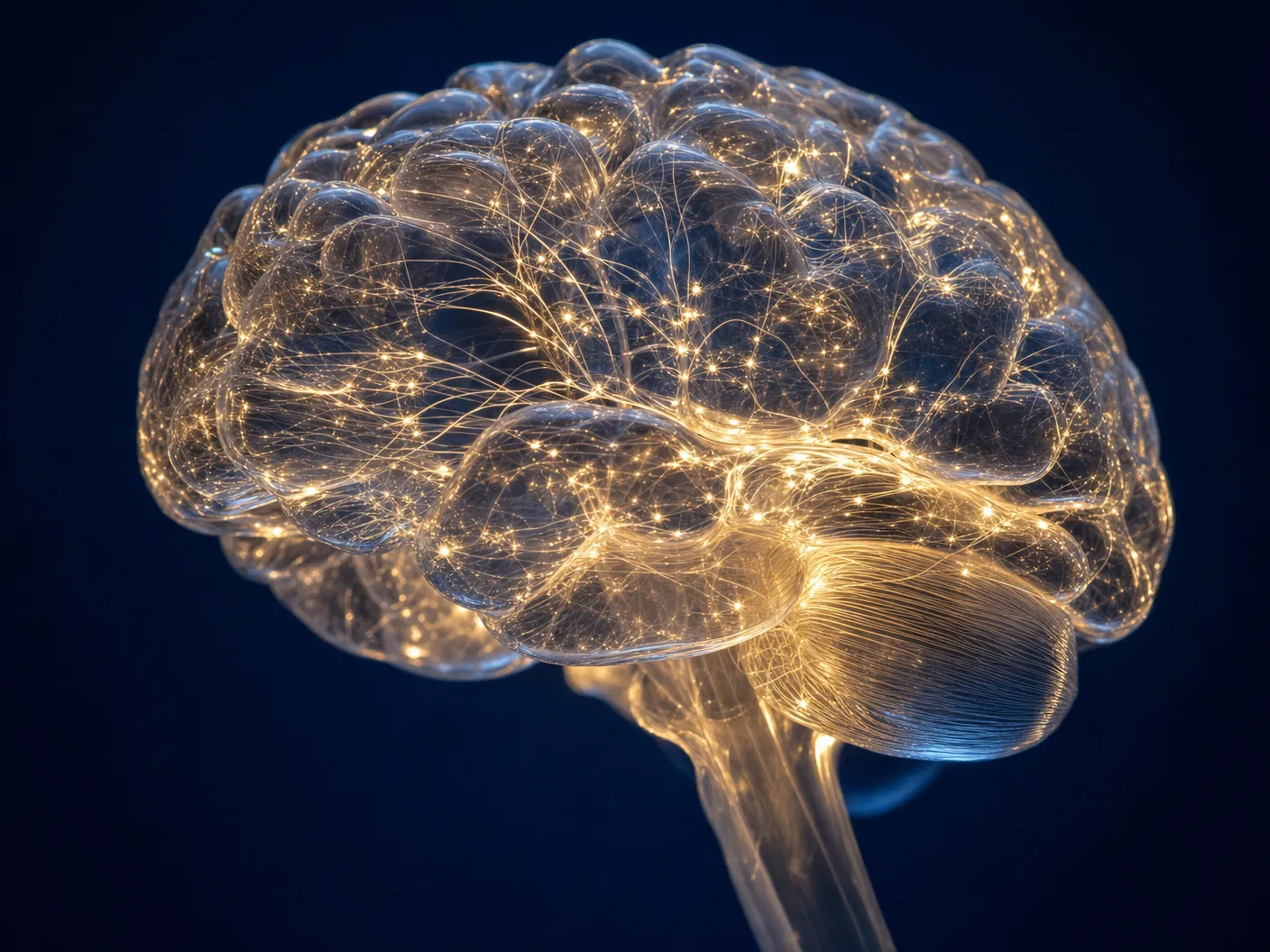 Brain illuminated with neural pathways