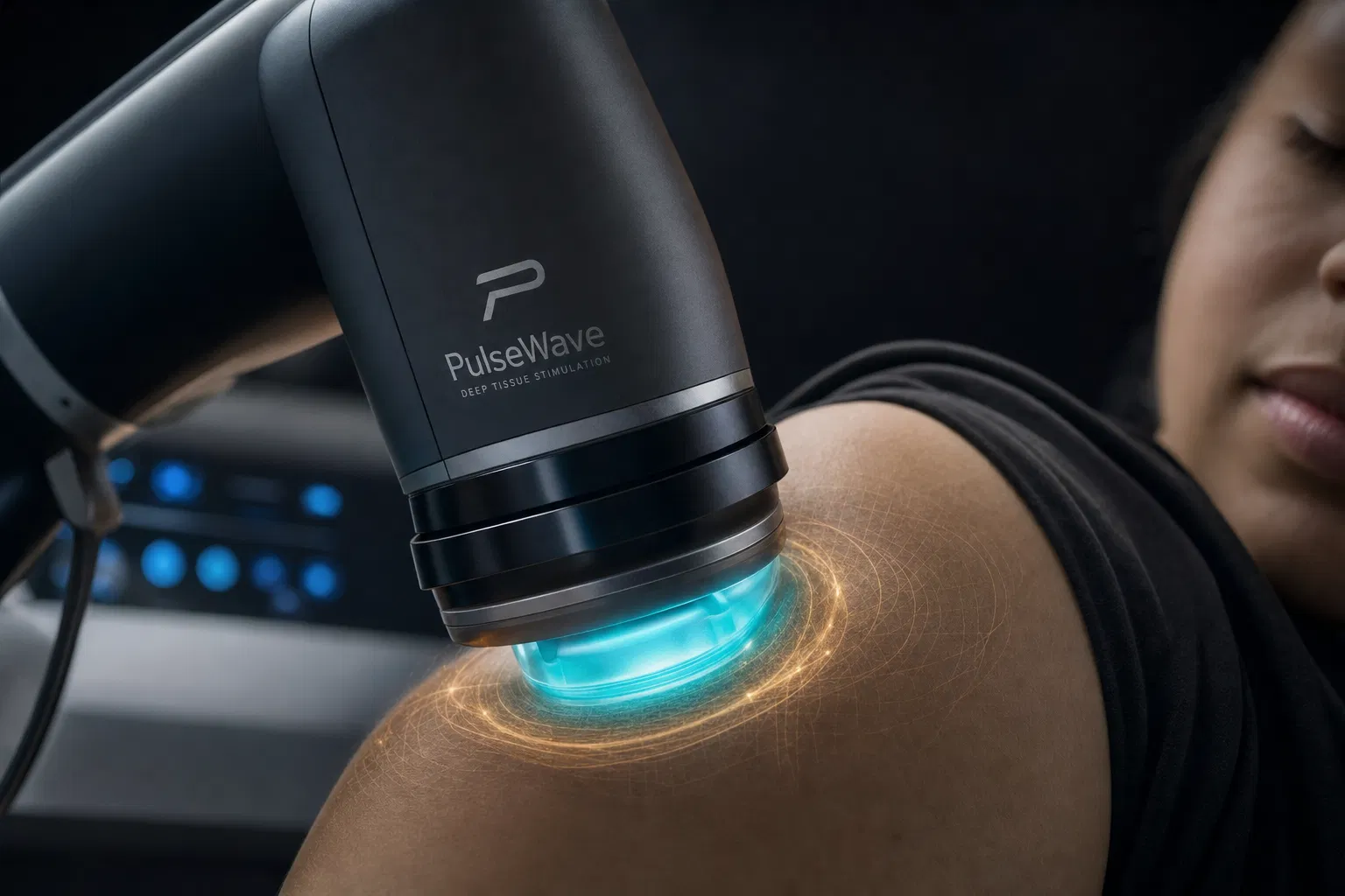 Super Pulse therapy being applied by clinician for deep tissue regeneration and pain relief