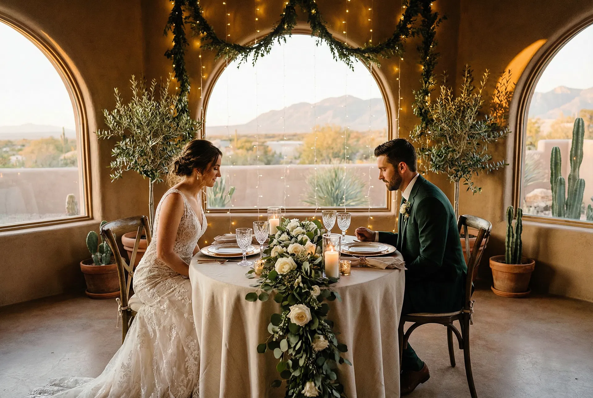 Intimate rehearsal dinner catering setup for Arizona wedding couple — The Local Wedding Phoenix AZ