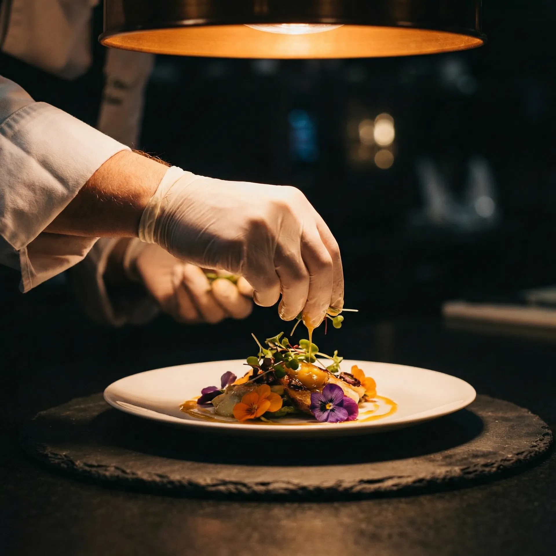 Bakken Hospitality Group executive chef plating an elegant dish — premier catering company in Mesa and Phoenix, Arizona
