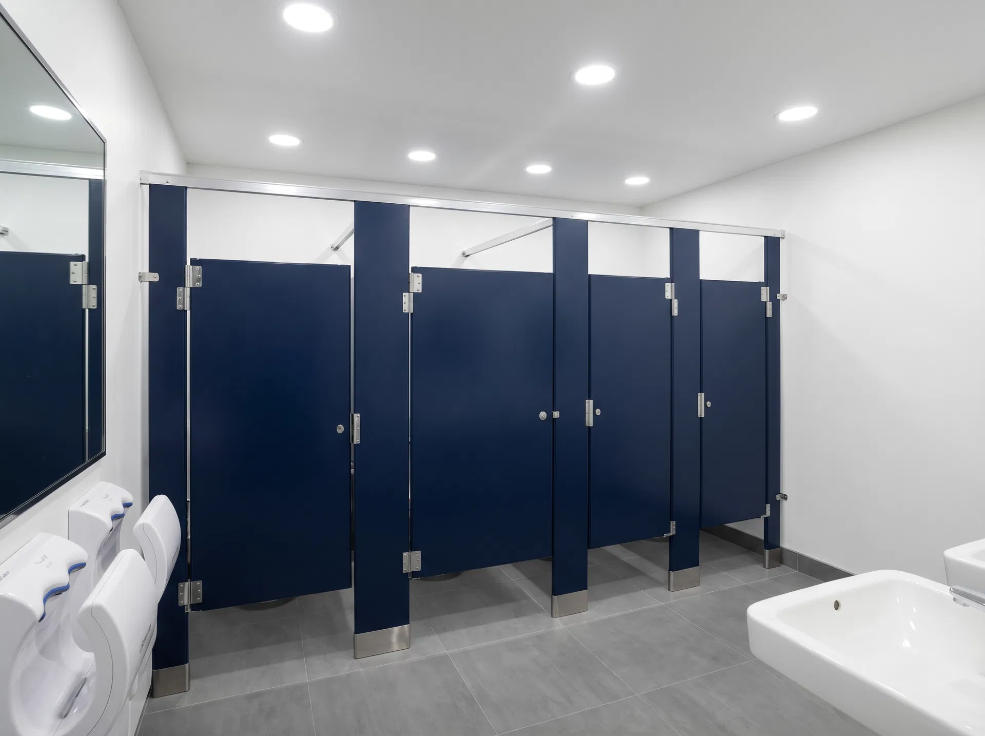 Powder Coated Steel bathroom partition installation — Corporate Headquarters — Stamford, CT