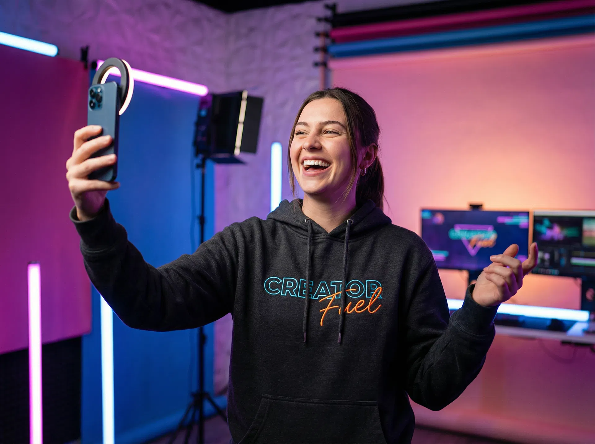 Creator som visar upp sin personliga merch från MerchDrop