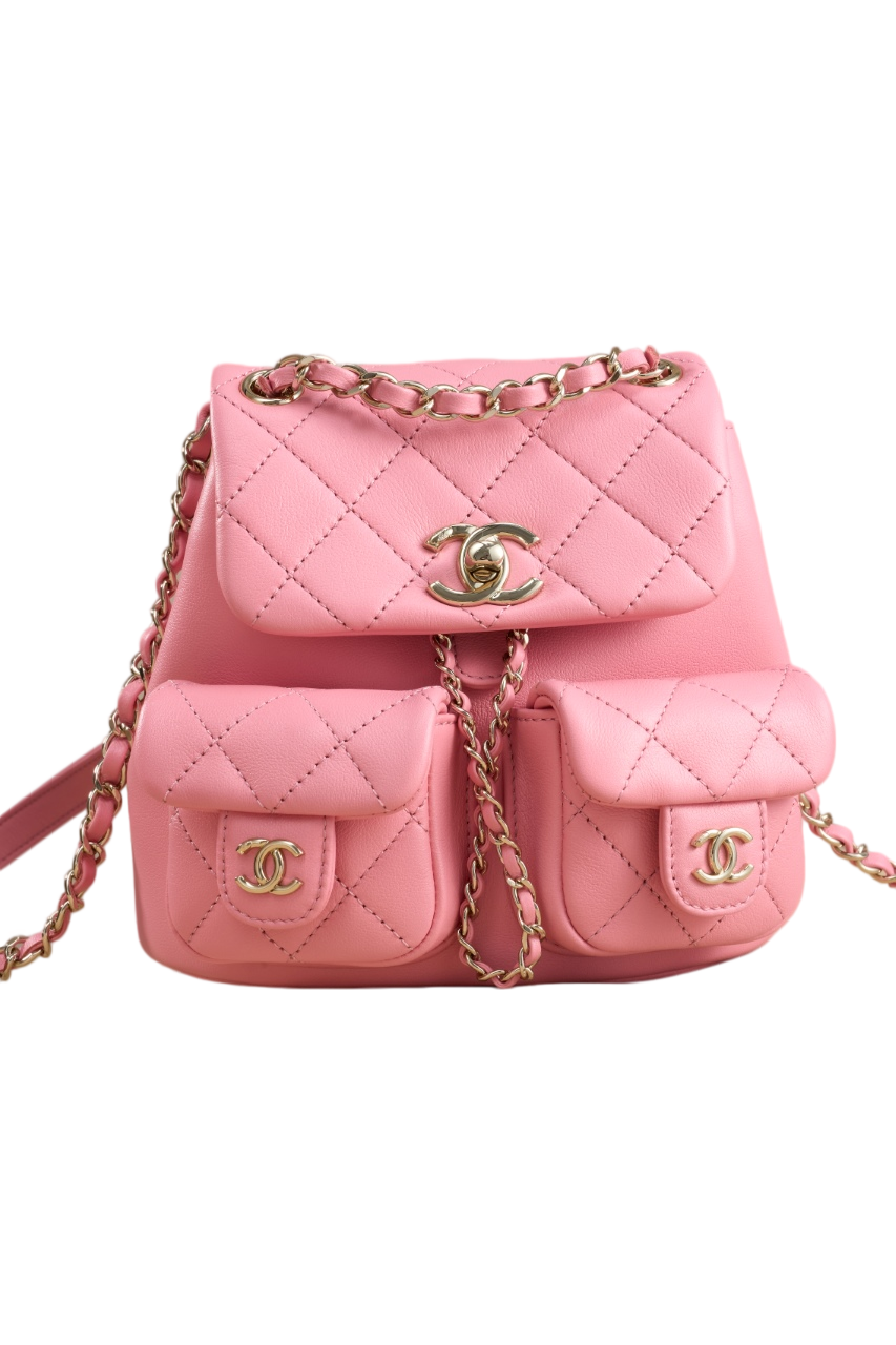 23A Small Pink Plain Leather Frog Backpack