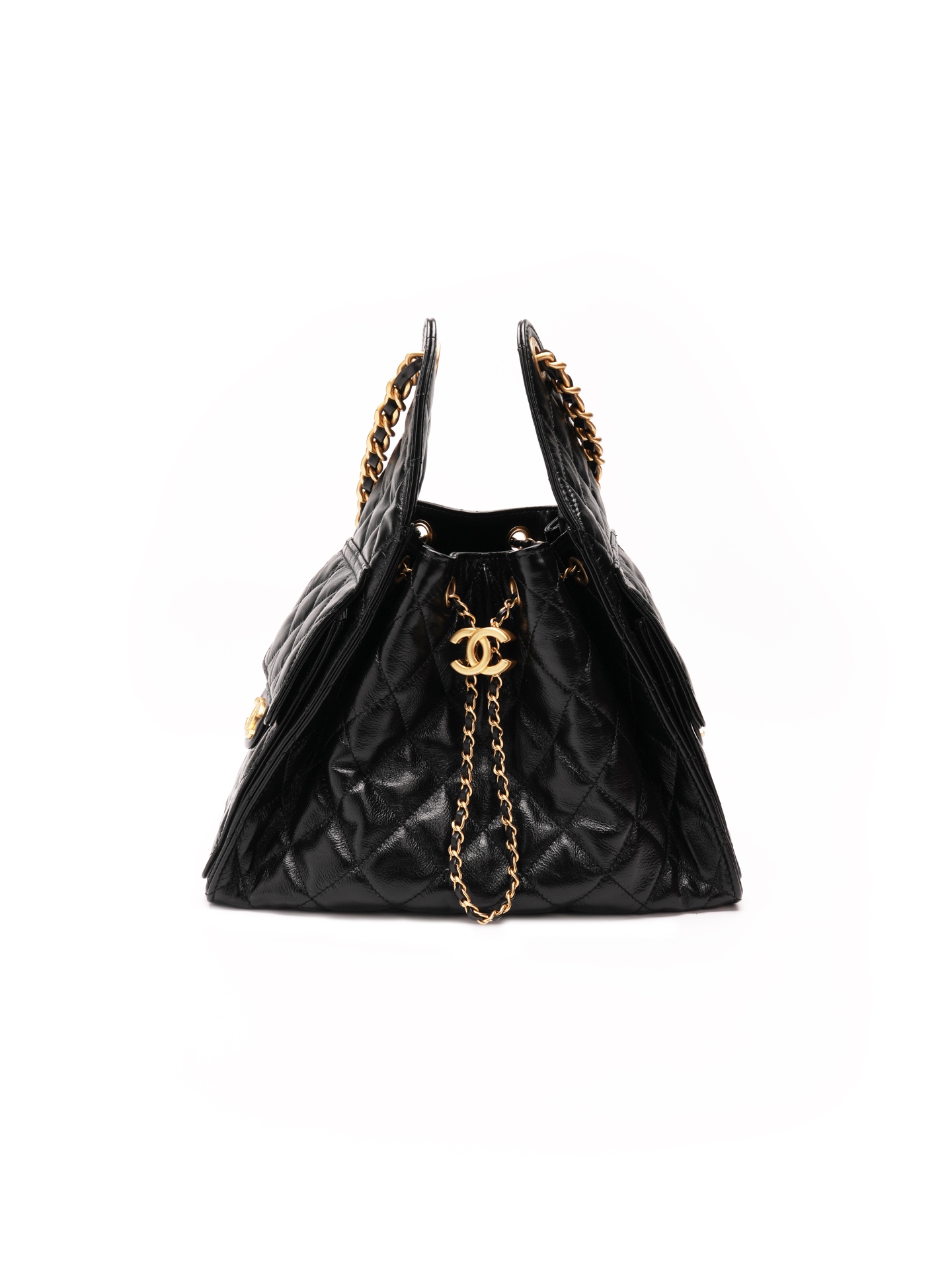 25C Black Gold Leather Hobo & Small Size