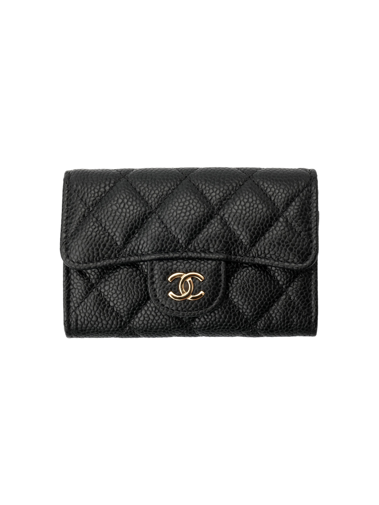 Chanel Black and Gold Flip Card Holder