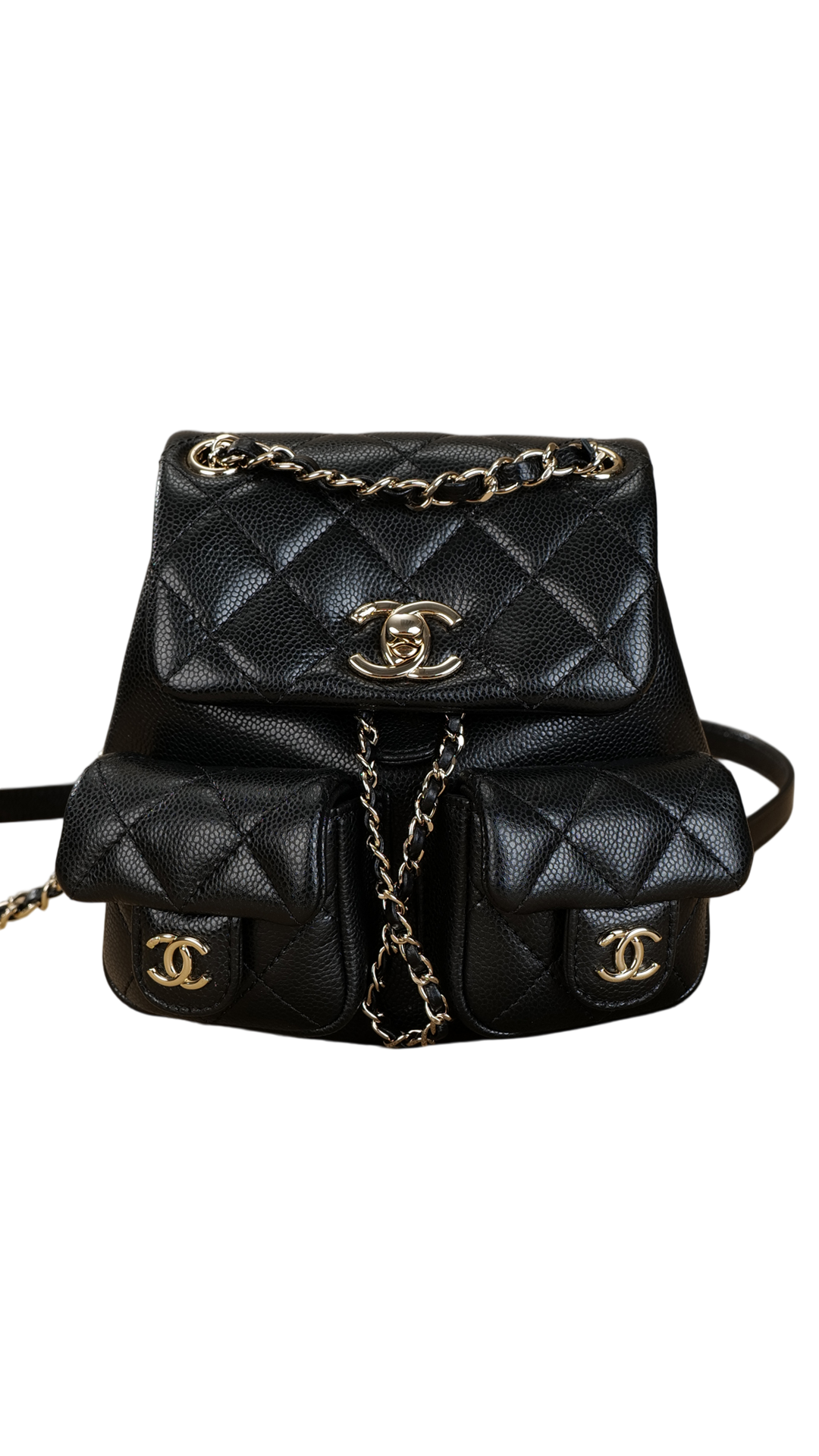 24A Small Black Lychee Leather & Frog Backpack