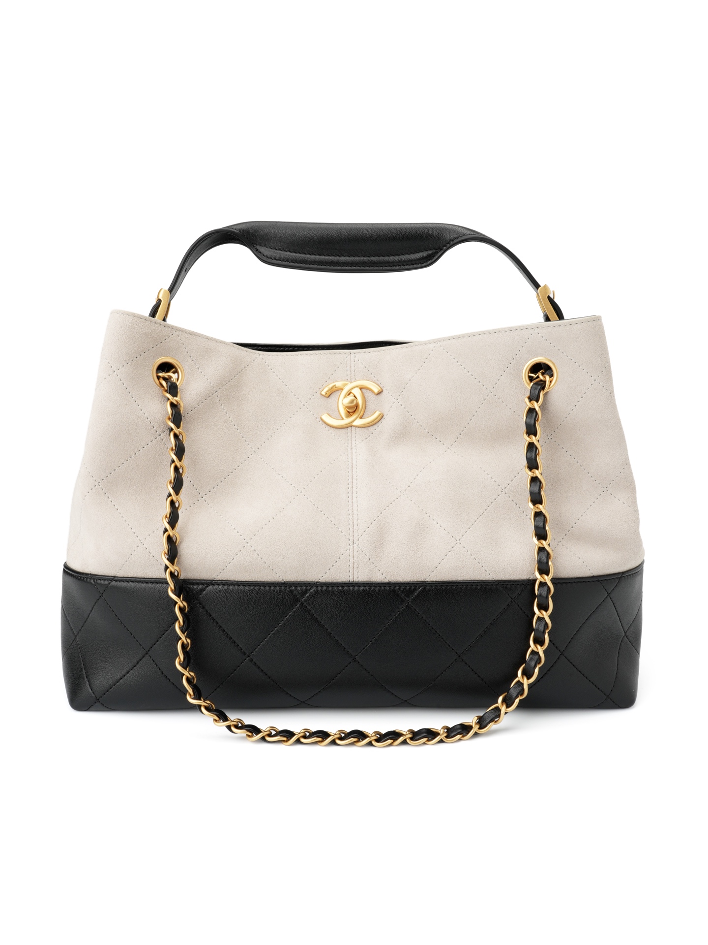 25A Suede Color-Block Bag Hobo & Beige