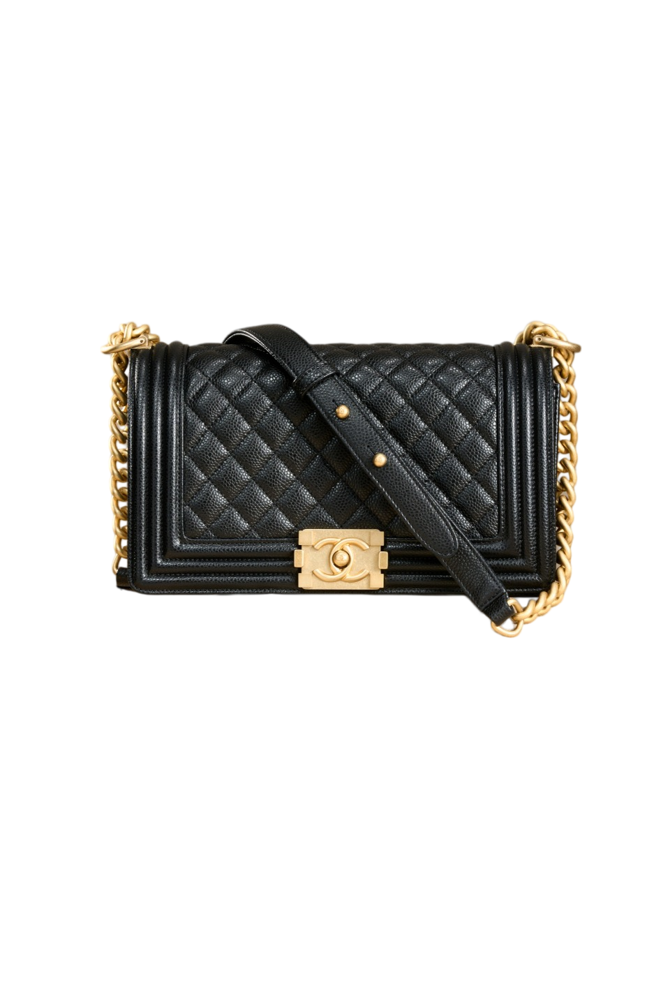 Chanel Leboy Black Caviar Classic Gold Buckle & Medium Size