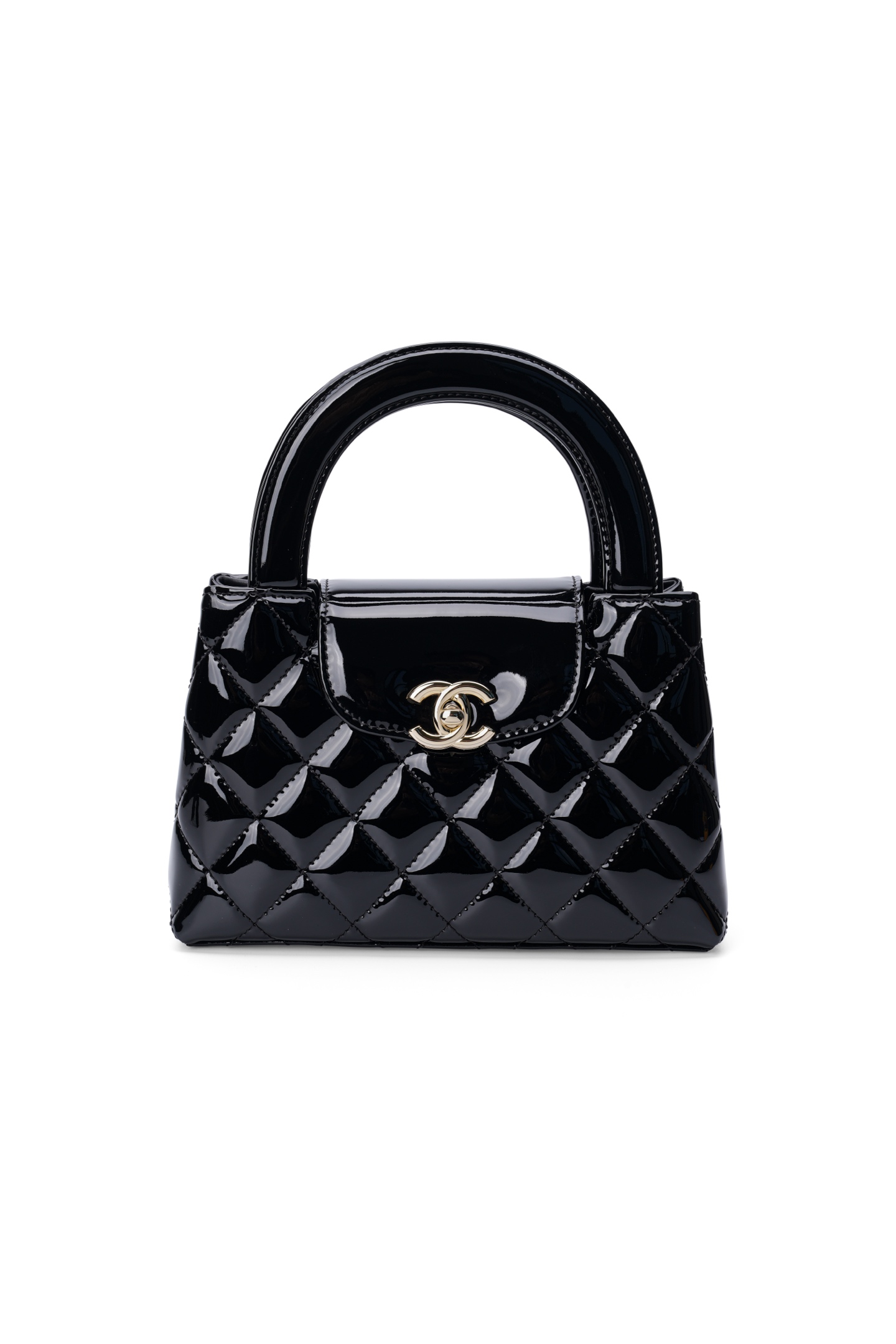 26C Black Gold Patent Leather Kelly Mini Handle Bag
