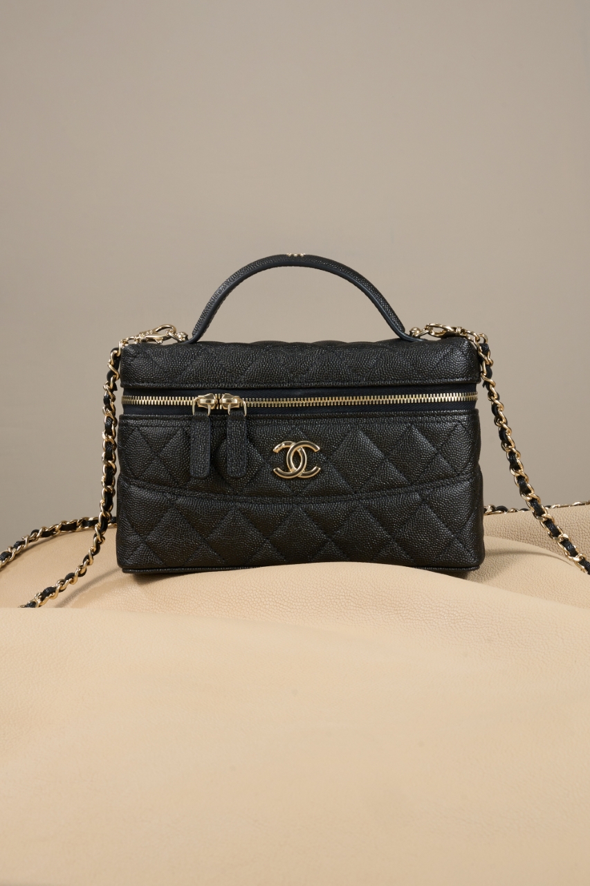 25C LP Makeup Bag & Black Caviar Leather