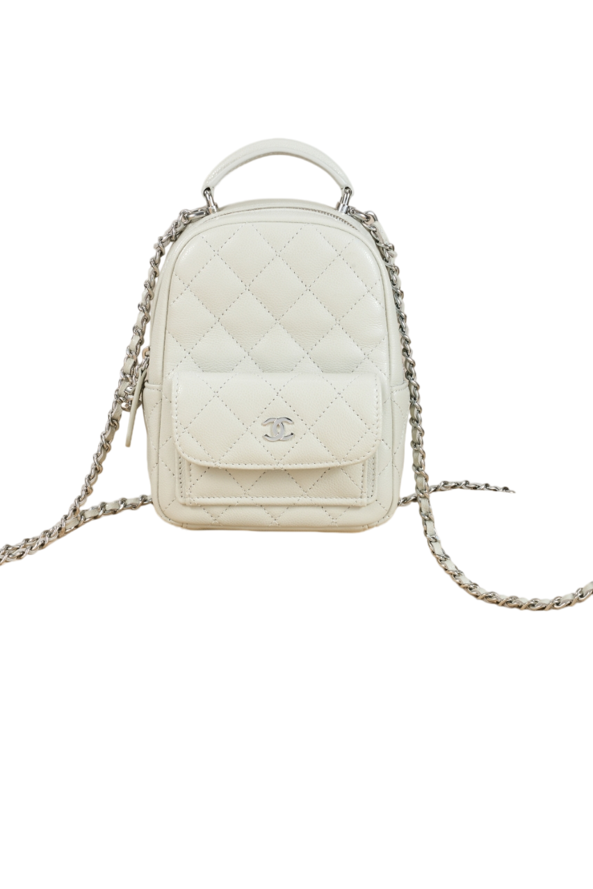 24C mini backpack & white-gray silver buckle