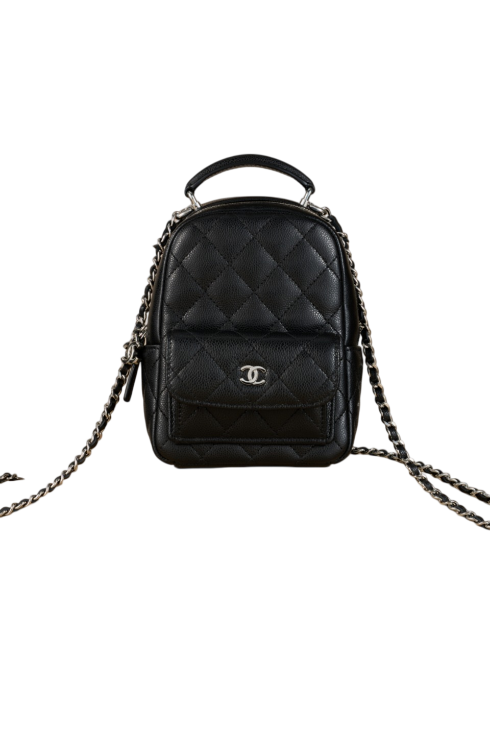 24P Mini Backpack & Black Caviar Silver Buckle