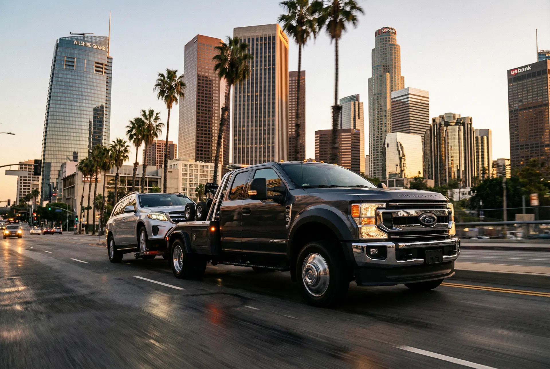 21 Chaval tow truck in action across Los Angeles