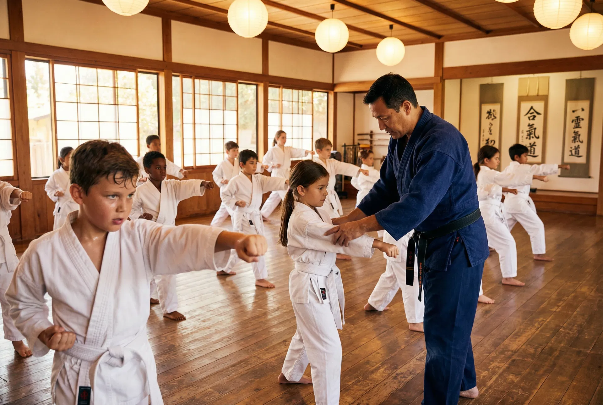 Kinder beim Shinkyokushin Karate Training